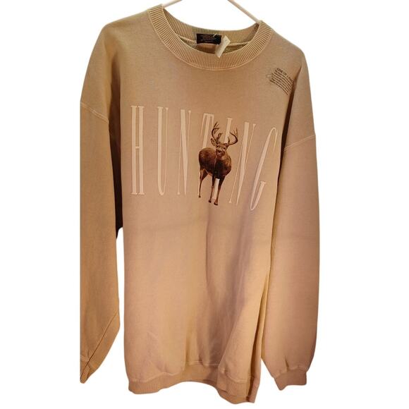 Techstyles Sportswear Whitetail Hunter Deer Hunting Cream Sweatshirt New XL - Picture 1 of 7